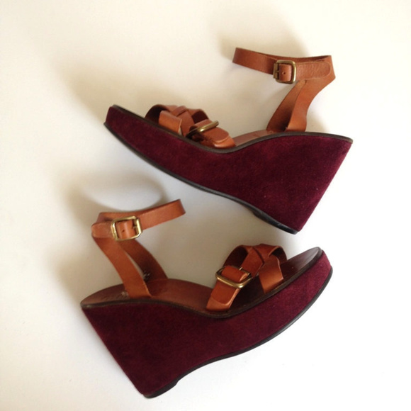 Miu Miu Shoes - Miu Miu burgundy suede platform wedges